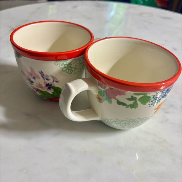 Set of 2 Pioneer Woman china mugs in flea market Country Garden floral pattern - Picture 2 of 9